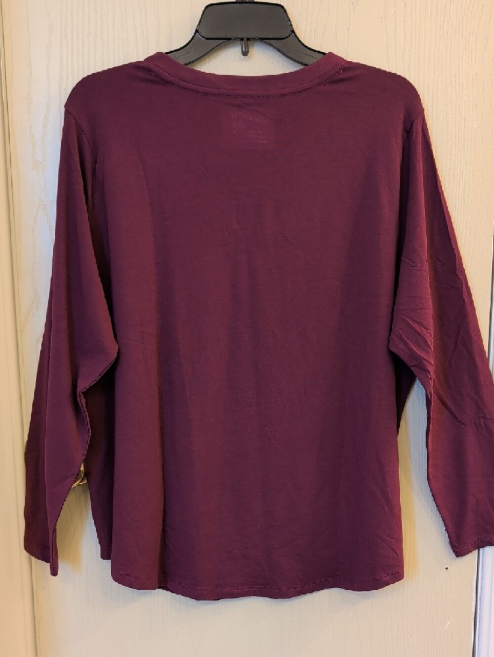 Terra & Sky Plum V-Neck Long Sleeve Top 1X NWT Plus Size Soft Stretch Casual - Picture 2 of 6